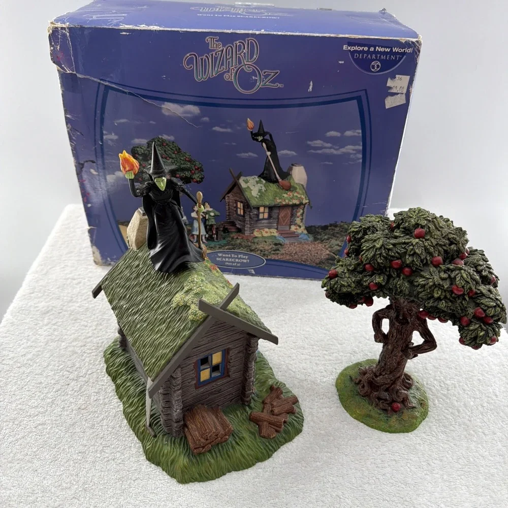 Vintage 2004 Dept 56 Wizard of Oz Want to Play Scarecrow 3 pc #59351 Boxed Light